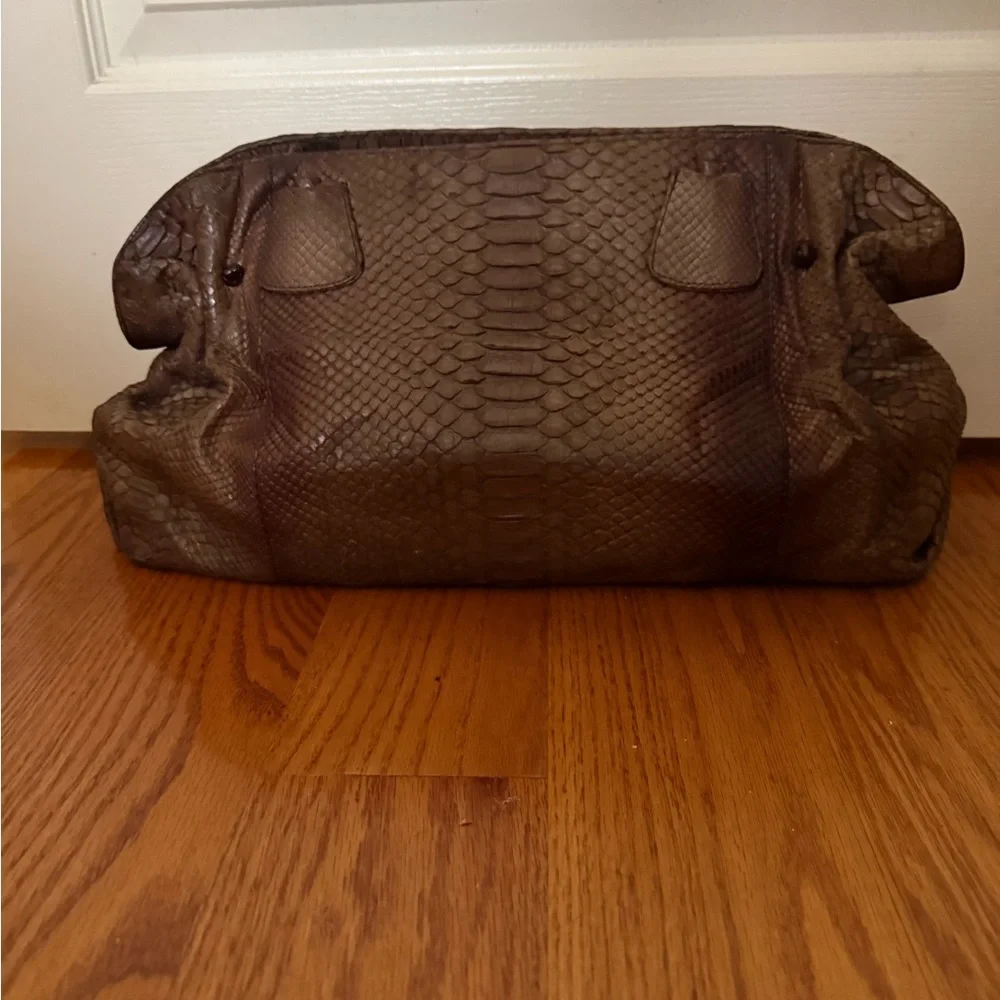 Carlos Falchi Brown Large Python Skin Clutch